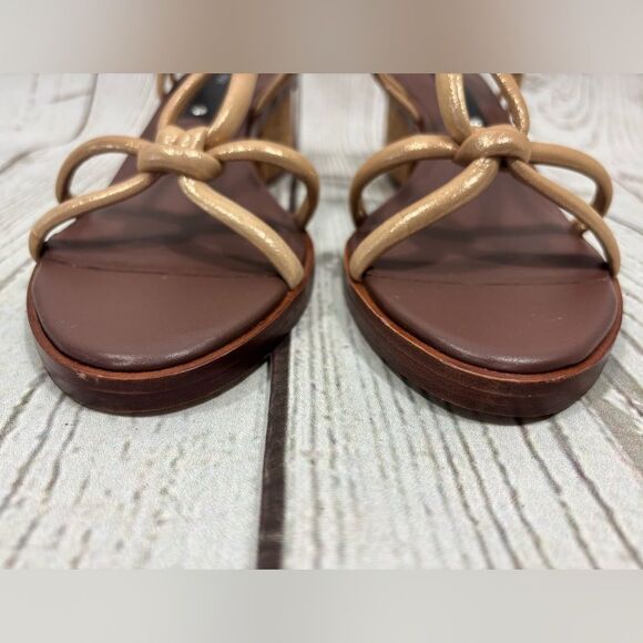 Matt Bernson Elba Sandals Rose Gold Knot Strap Block Heel Sundance Size 10 - Picture 5 of 10